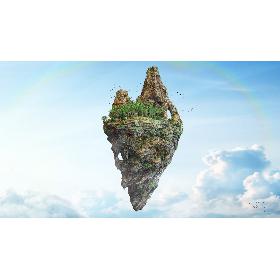 3D model Floating Island With The Tropical Forest PBR